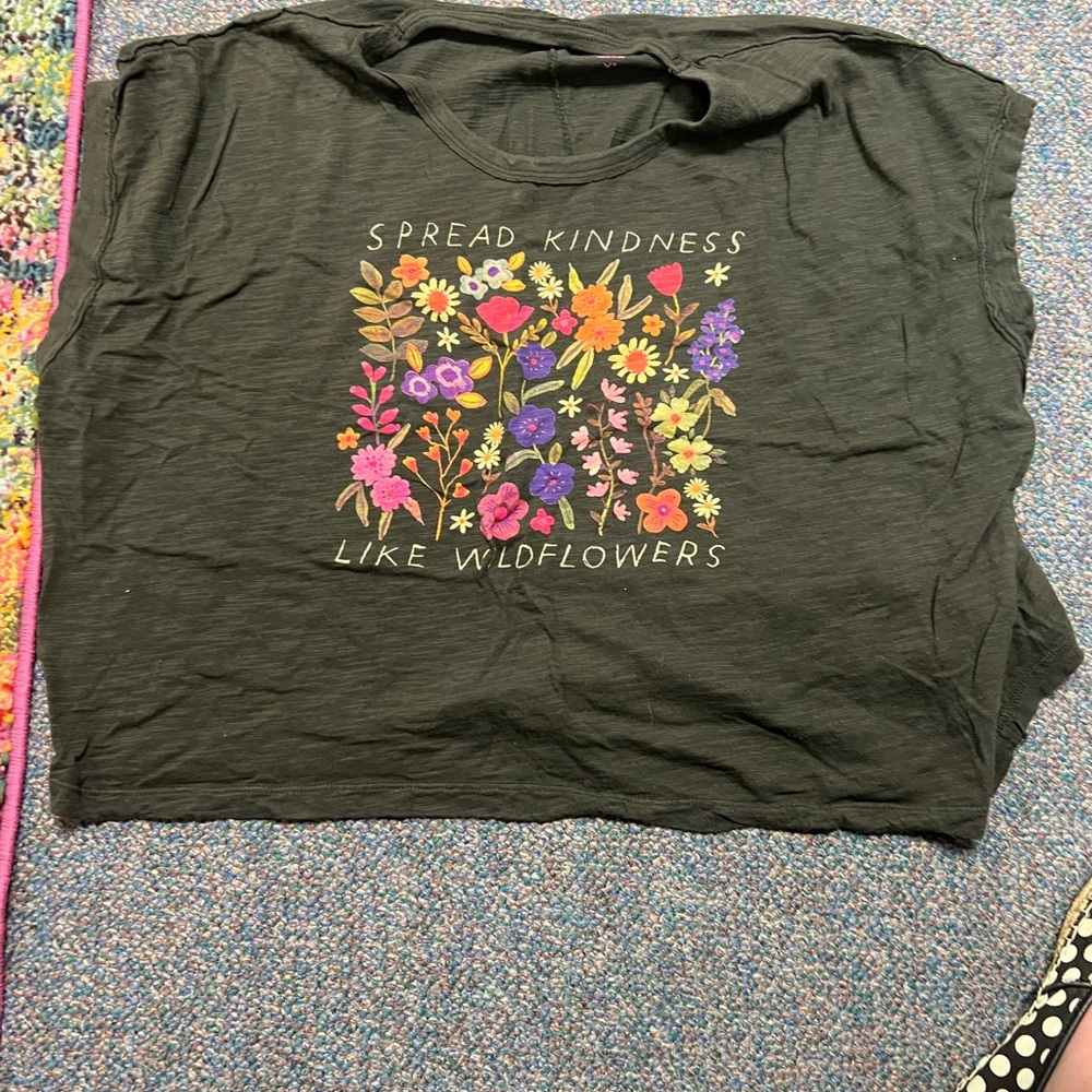 Crop top Natural Life Gray with flowers